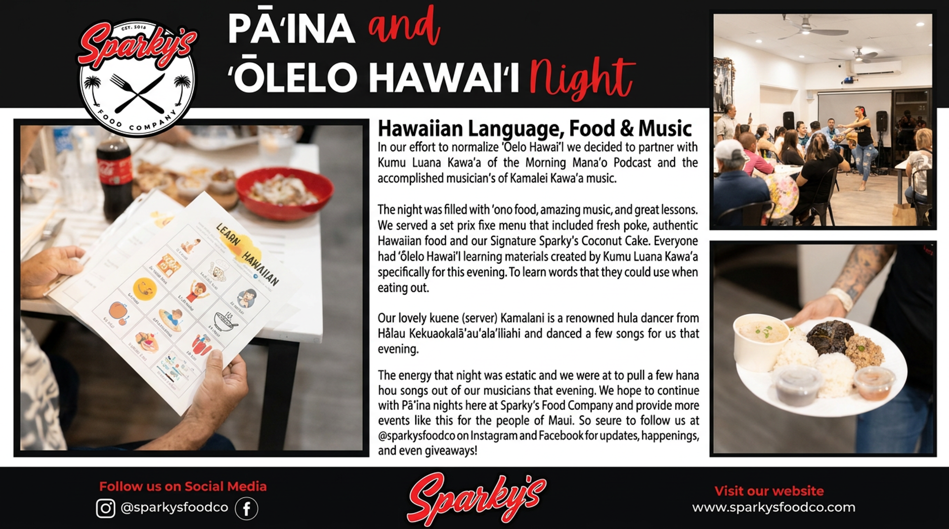 Pāʻina & ʻŌlelo Hawaiʻi night