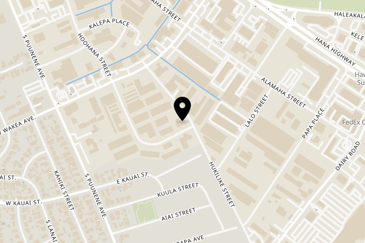 Map showing the location of Sparky's Food Company - Restaurant on 385 Hoohana St Bldg 5 unit c in Kahului